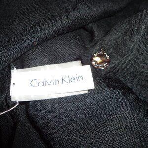 NWOT Calvin Klein Shawl Scarf Wrap Black Fringe